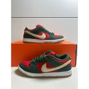 Nike SB Dunk Low Pro Red Green Yellow Gum Sole Sneakers 7w (5.5y) #2793